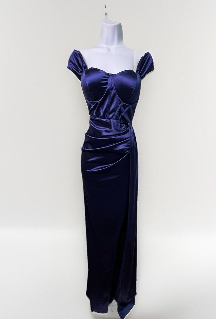 Royal Blue Corset High Slit Prom Dress Size Large SHEIN